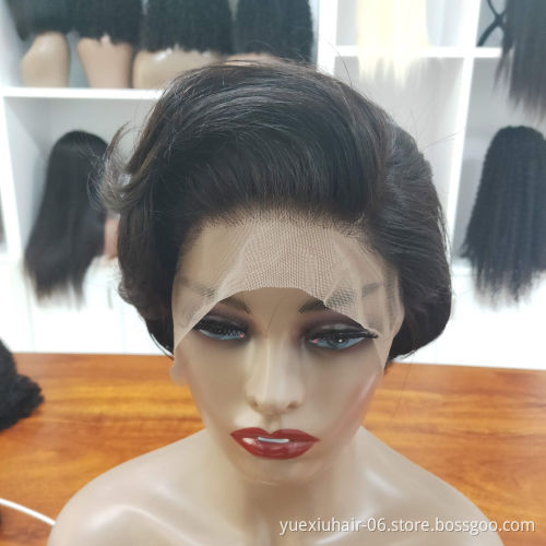 Wholesale Virgin Cuticle Aligned 100% Remy  Brazilian Human Hair Straight Lace Closure Front Bob Wigs vendor for Black Women